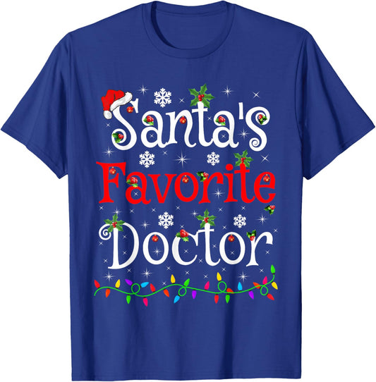 Santa Favorite Doctor Christmas Family Lights Funny Xmas T-Shirt - T-Shirt | Royal