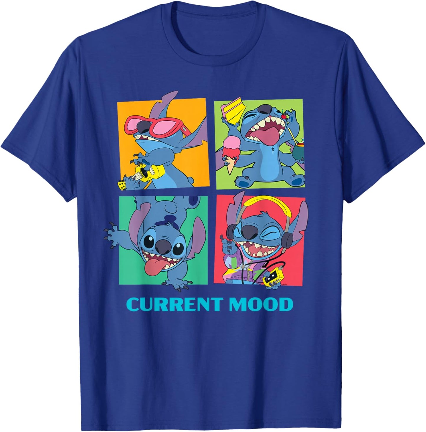 Disney Lilo & Stitch Current Mood Funny Stitch Moods T-Shirt - T-Shirt | Royal