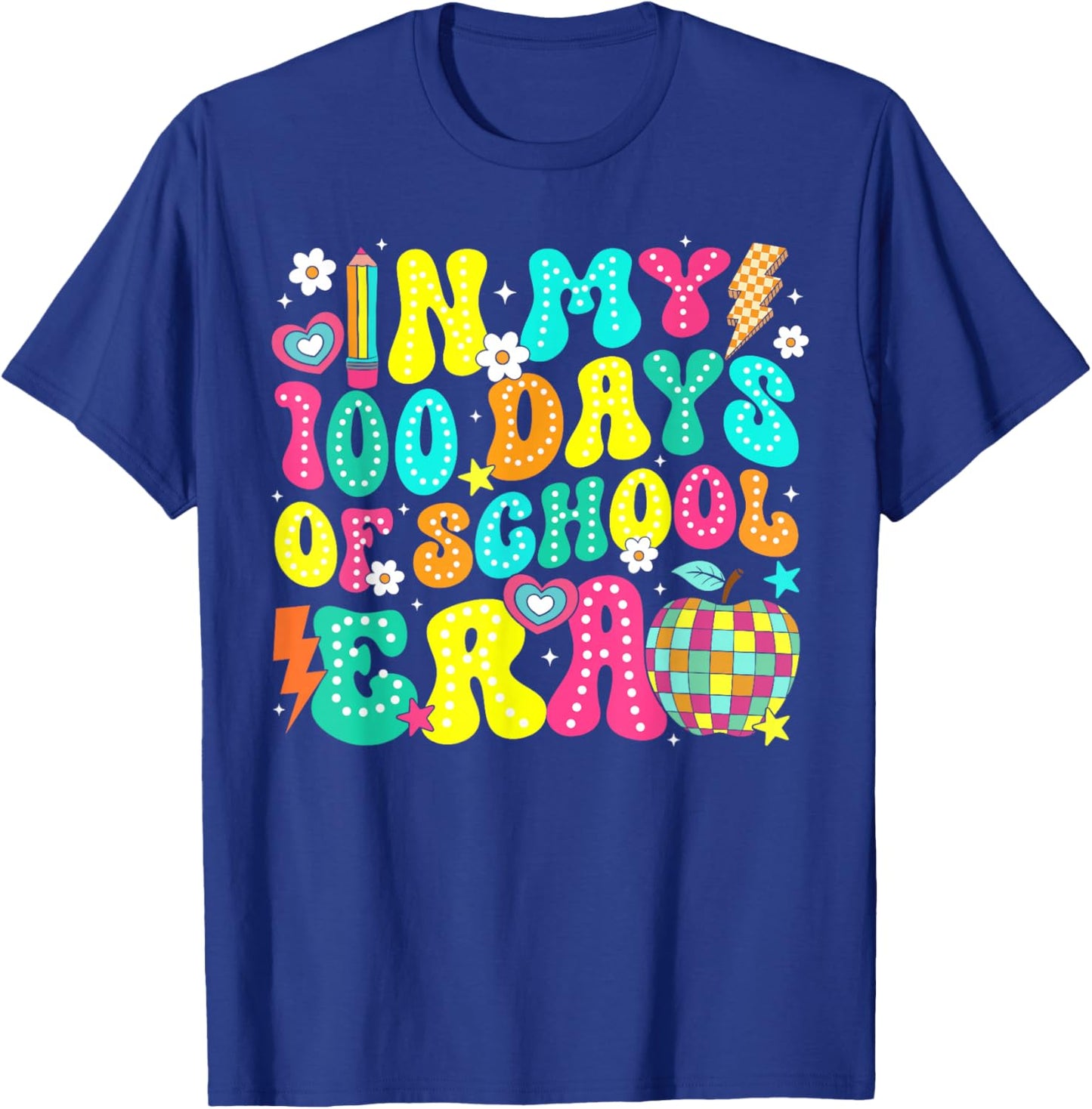 in My 100 Days of School Era Retro 100th Day of School T-Shirt - T-Shirt | Royal