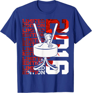 Limited Edition 2016 ICE Hockey 10TH Birthday T-Shirt - T-Shirt | Royal