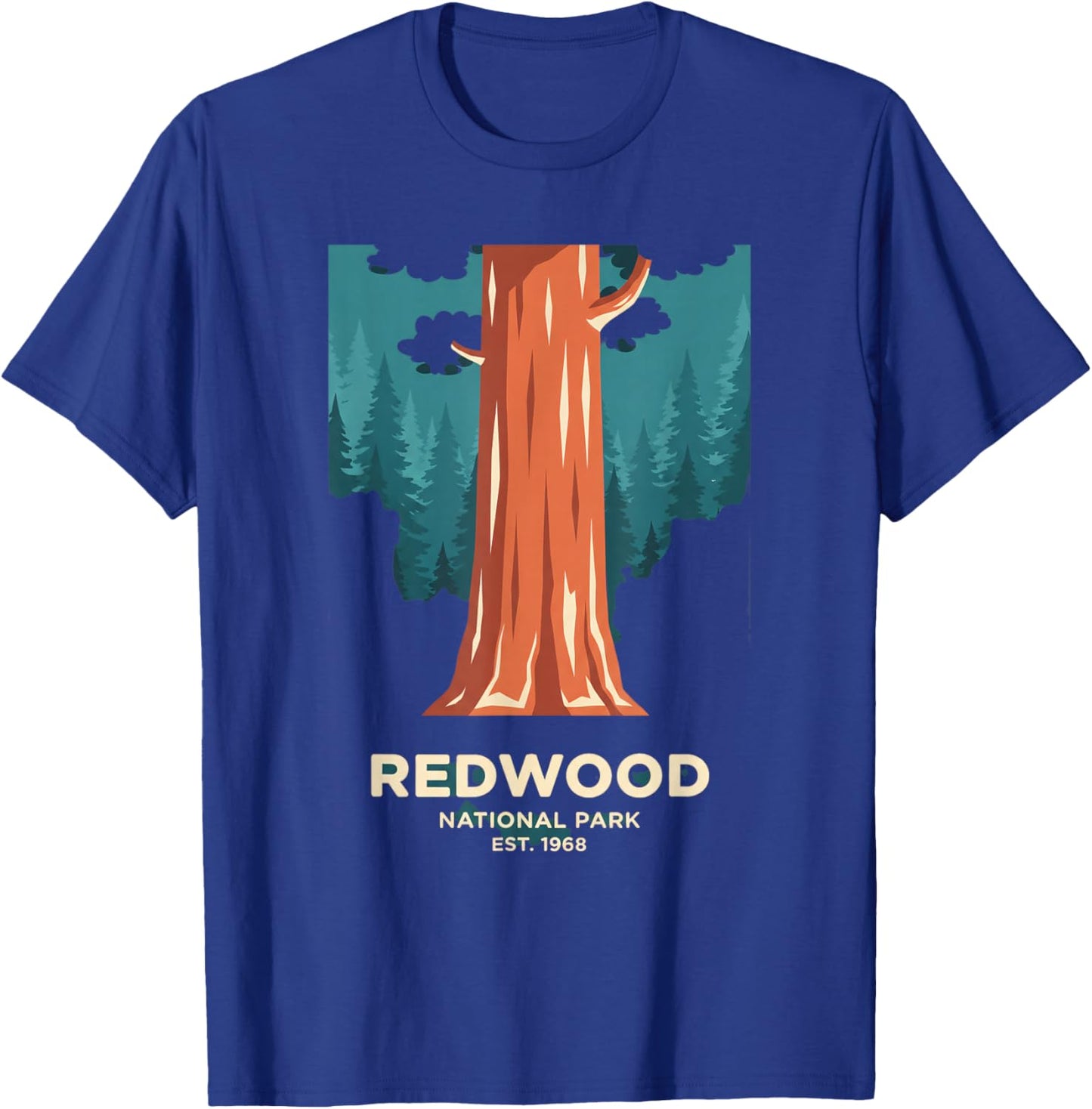Redwood National Park Est 1968 Kids Forest Tree Nature T-Shirt - T-Shirt | Royal