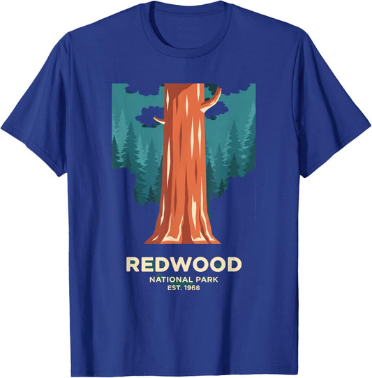 Redwood National Park Est 1968 Kids Forest Tree Nature T-Shirt - T-Shirt | Royal