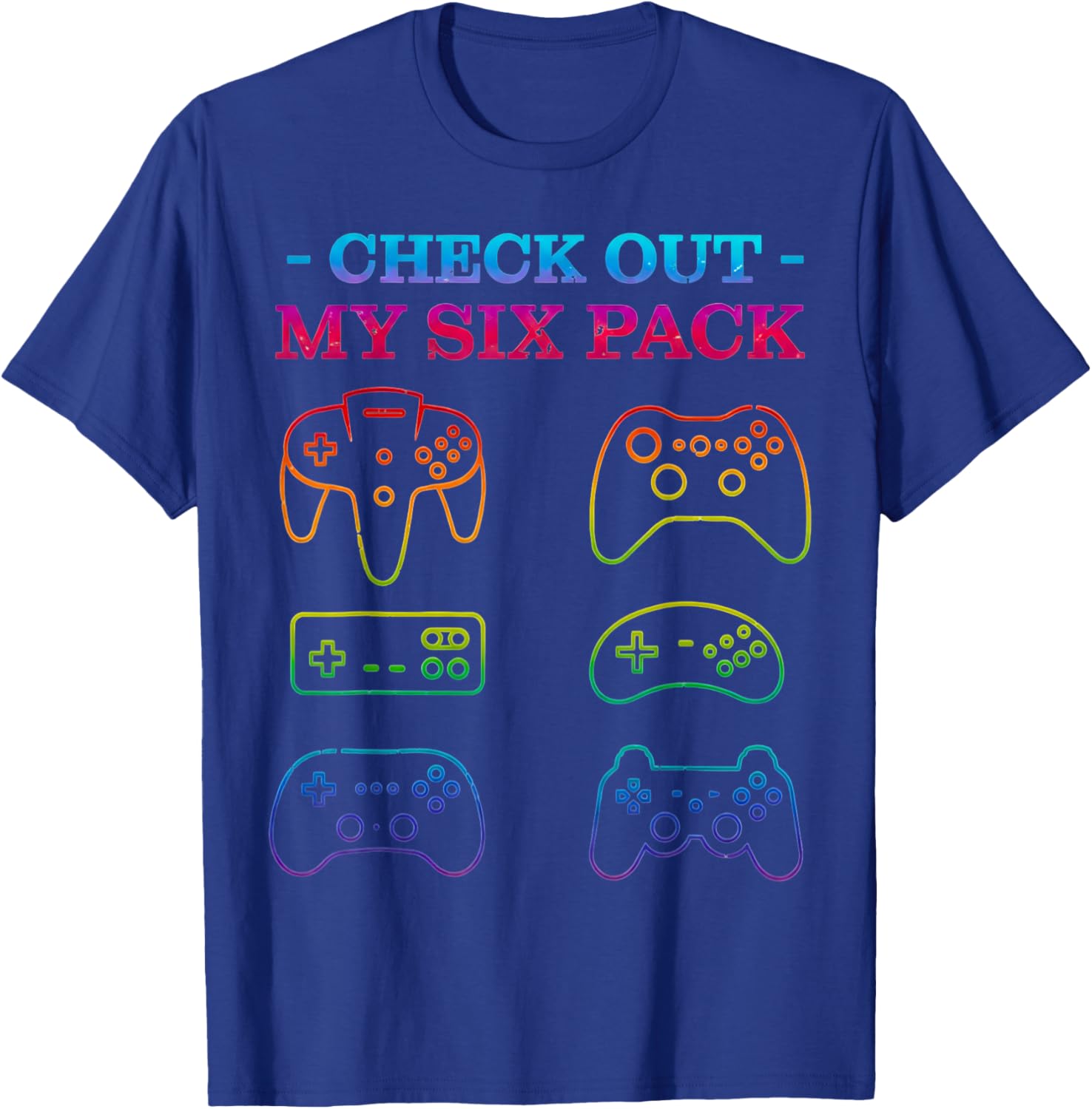 Check Out My 6 Six Pack Gamer Video Controller Gaming T-Shirt - T-Shirt | Royal