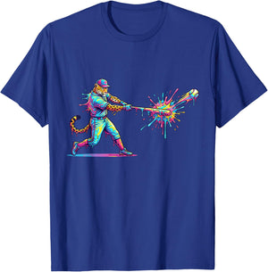 Funny Leopard Baseball Player Ice Cream Drip for Boys Kids T-Shirt - T-Shirt | Royal