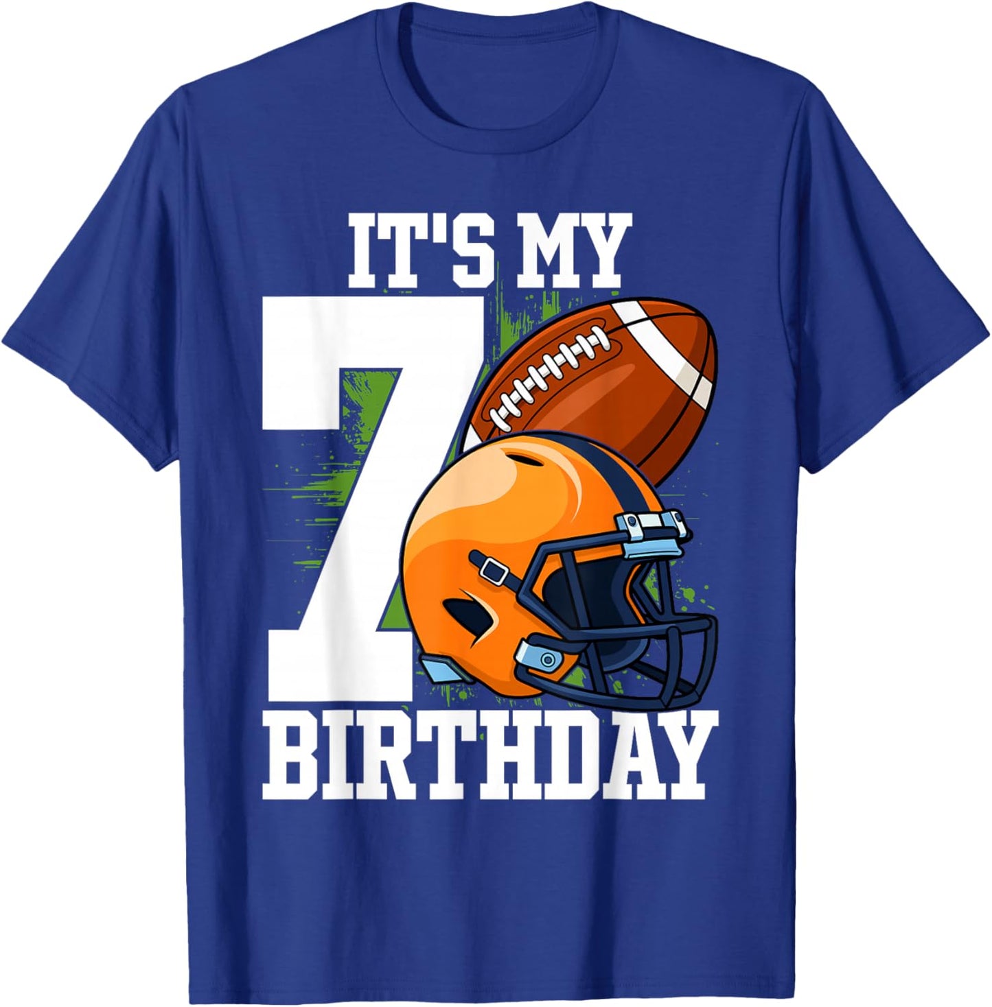 It's My 7th Birthday Boy 7 Year Old Football Player Kids T-Shirt - T-Shirt | Royal