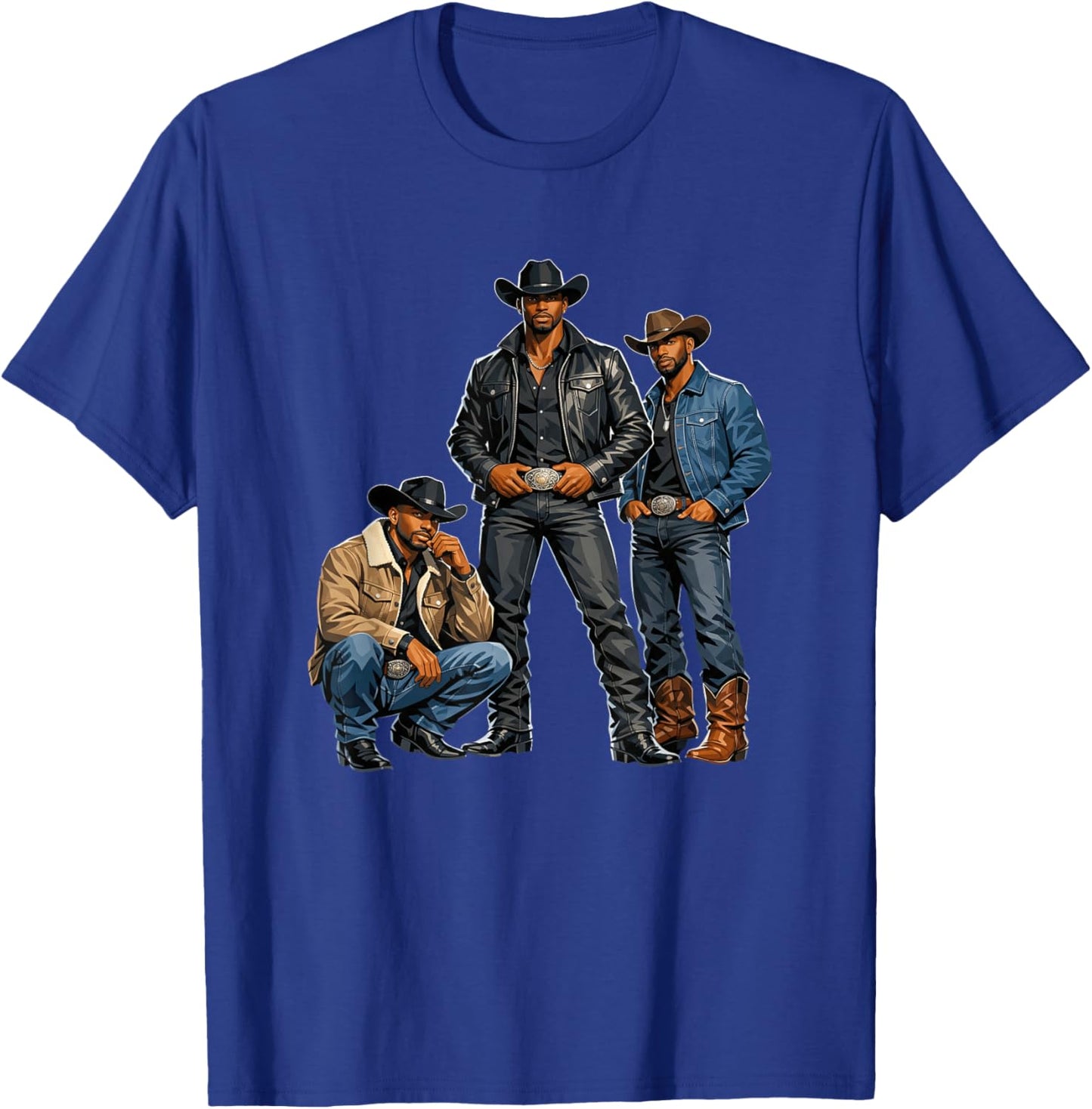 Western Cowboy Melanin Black History African Texas Rodeo Men T-Shirt - T-Shirt | Royal