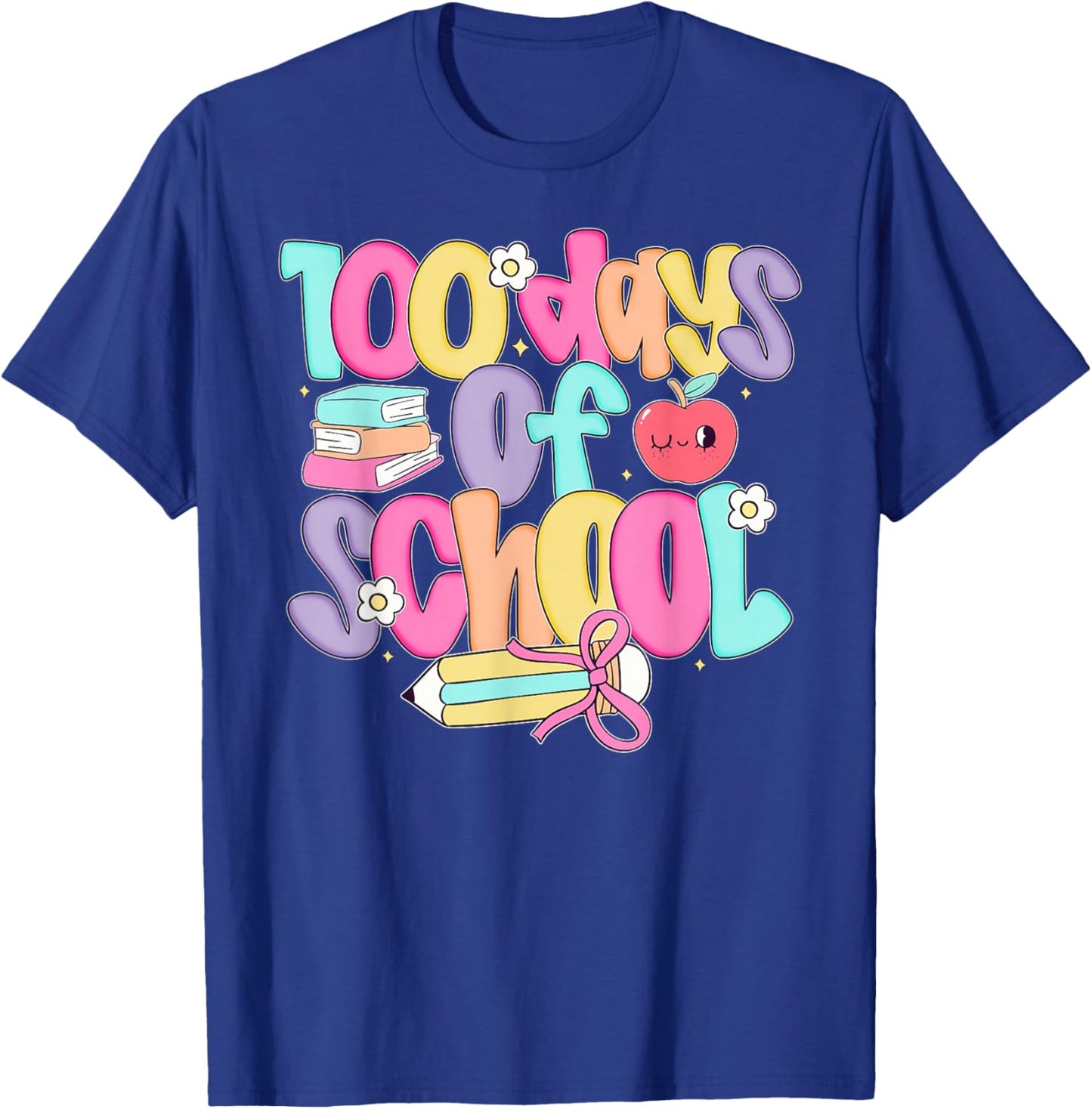 100 Days of School for Girls Kids Pink Coquette Bow Smarter T-Shirt - T-Shirt | Royal