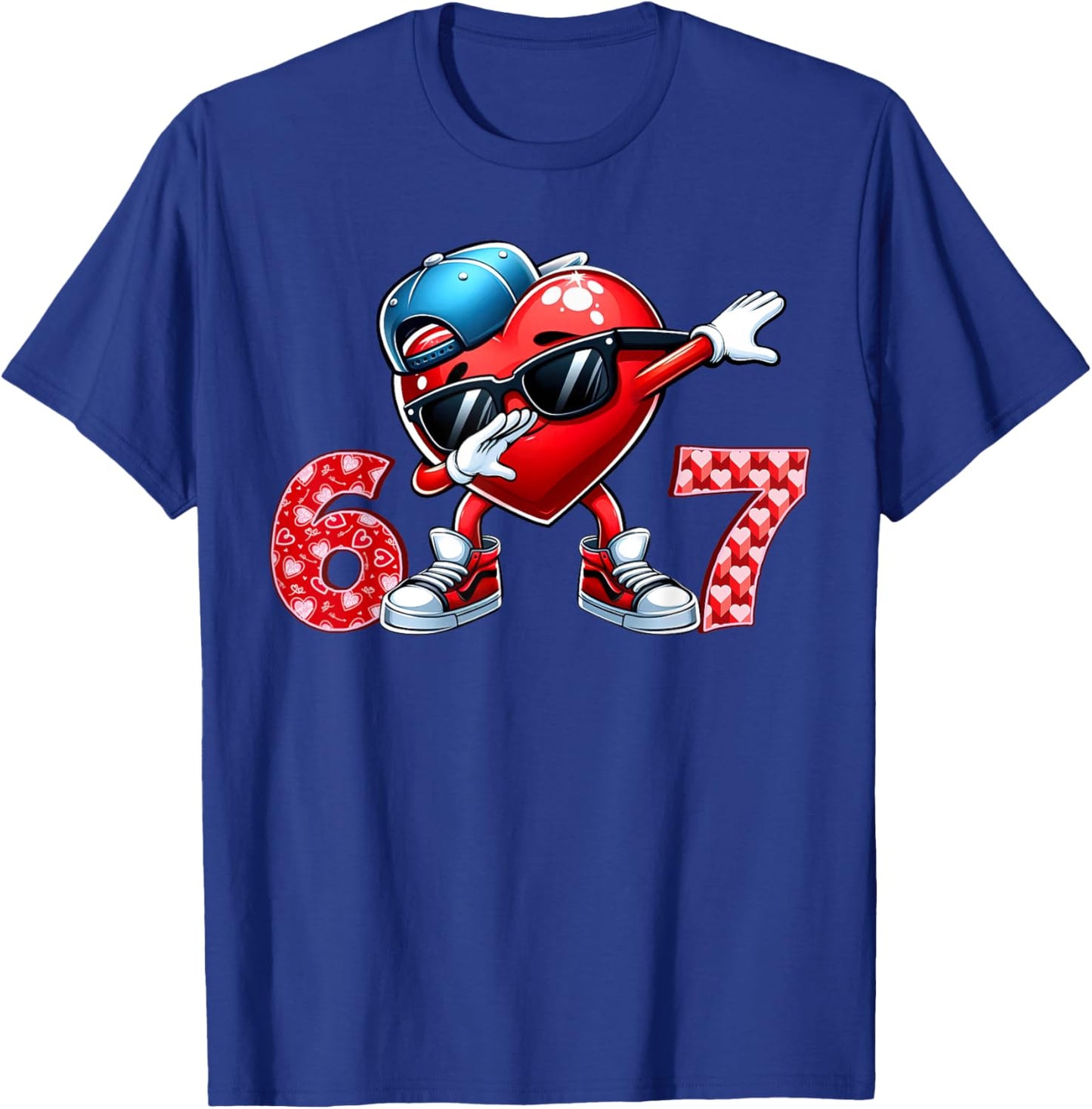 67 Meme 6 7 Heart Dabbing Six Seven Valentines Day Boys Kids T-Shirt - T-Shirt | Royal