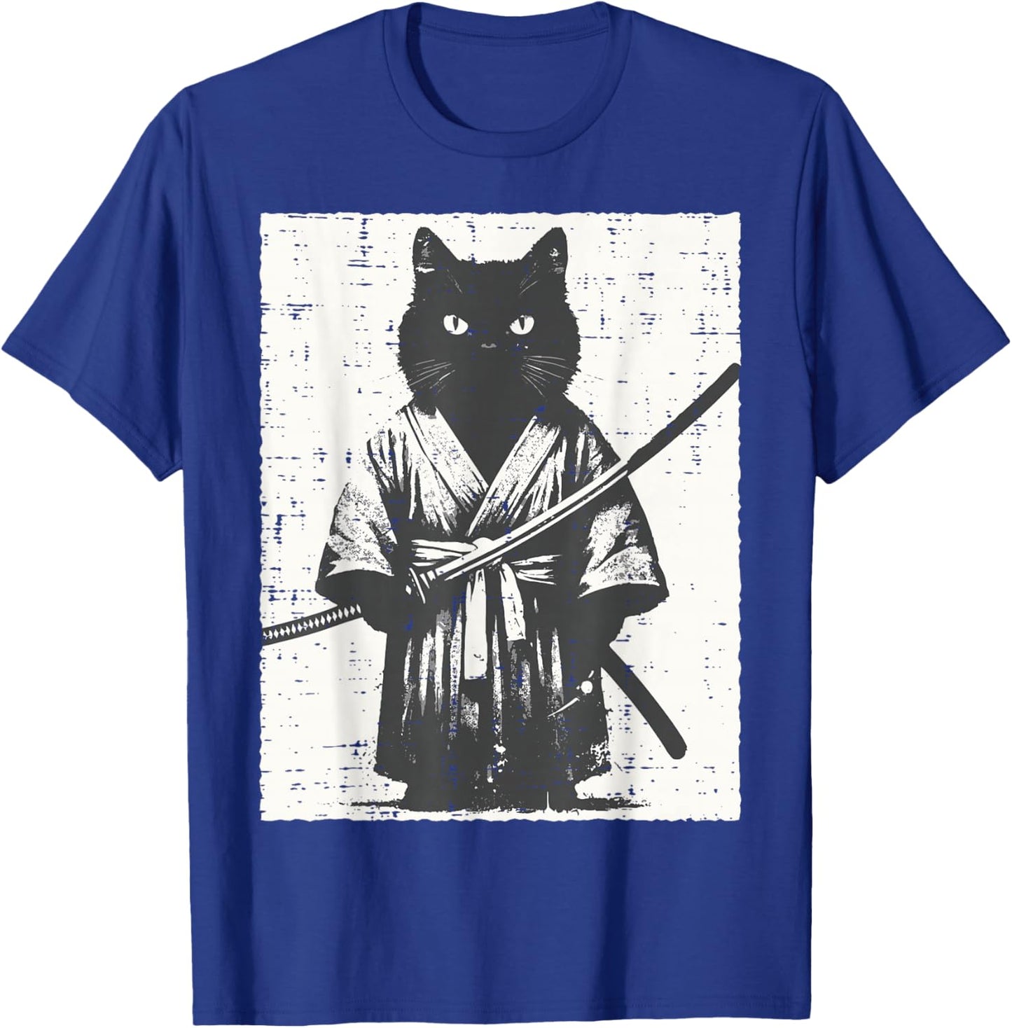 Japanese Black Cat Kimono Katana Samurai Art Men Women Kids T-Shirt - T-Shirt | Royal