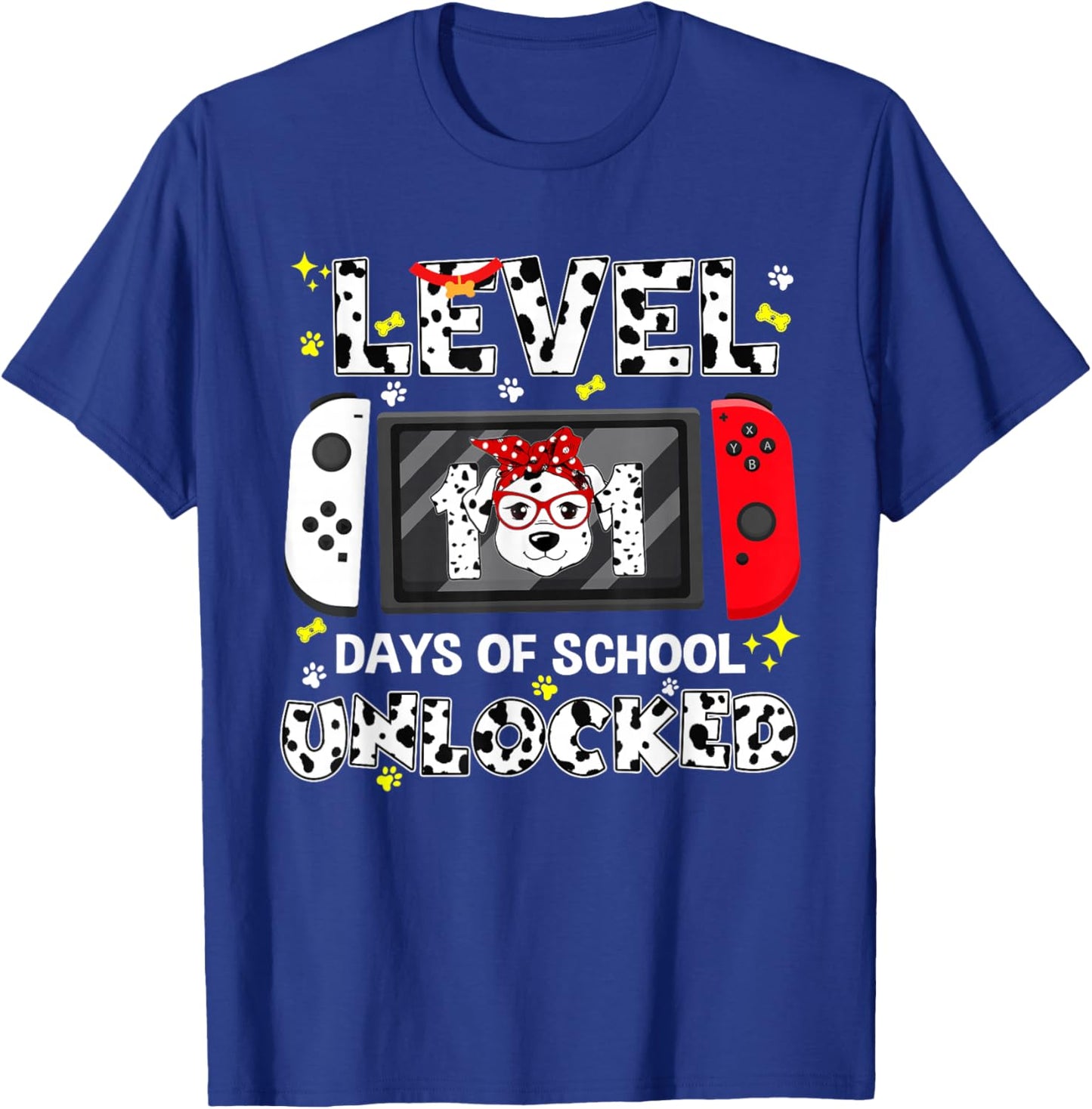 Level Unlocked Game Controller 101 Days School 100 Days T-Shirt - T-Shirt | Royal