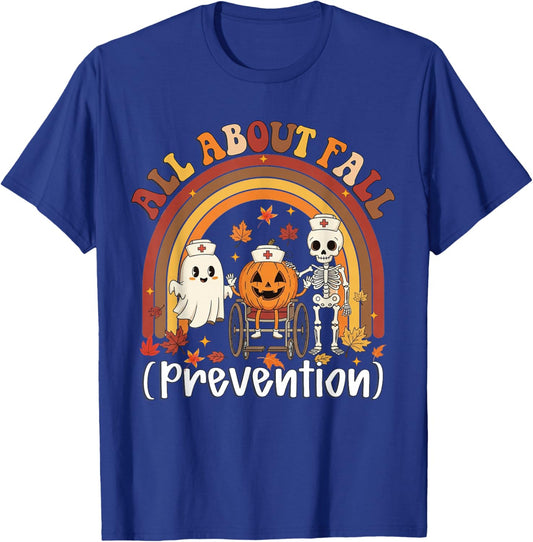 Retro Nurse All About Fall Prevention Fall Physical Therapy T-Shirt - T-Shirt | Royal