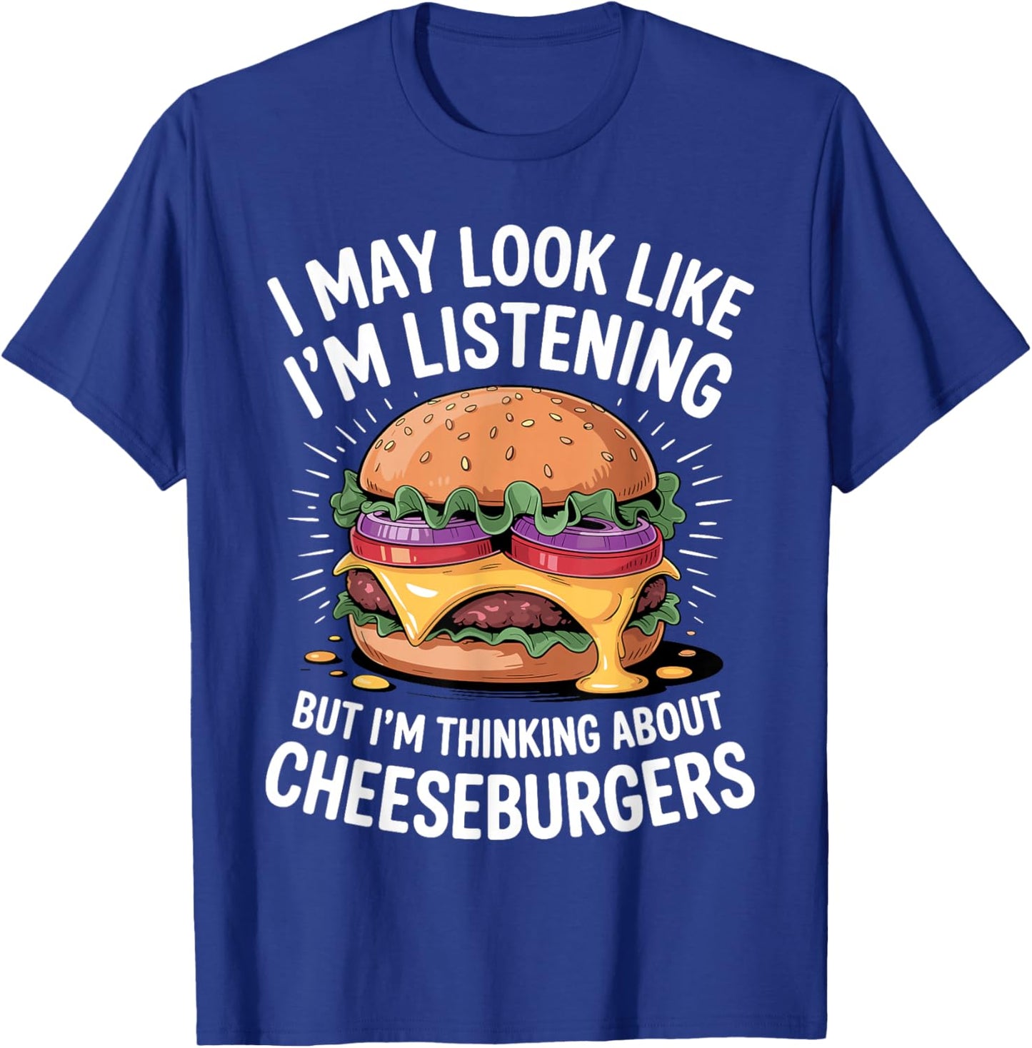 Funny Cheeseburger Art Women Kids Hamburger Burger T-Shirt - T-Shirt | Royal