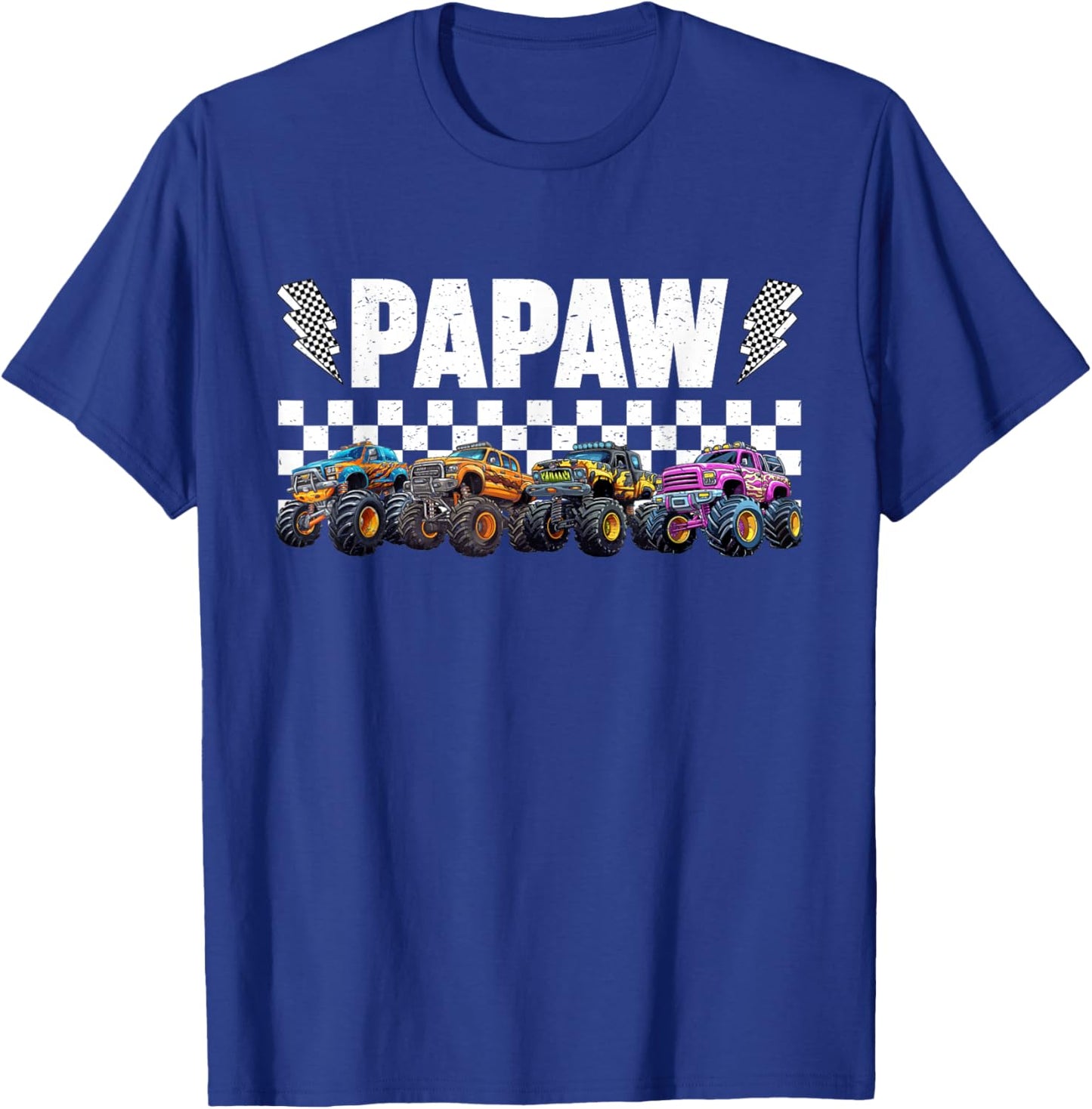 Papaw Retro Monster Truck Family Crew Birthday Matching T-Shirt - T-Shirt | Royal