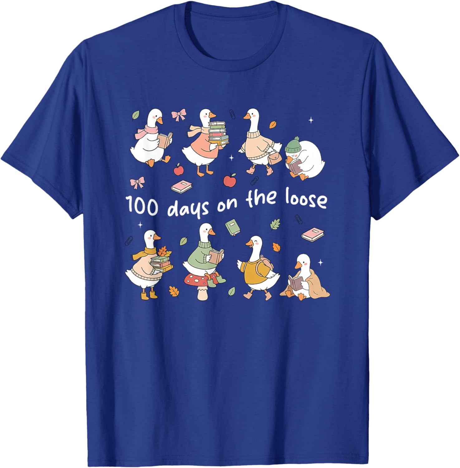 100 Days On-The-Loose Silly-Goose Teacher Girl Kid 100th Day T-Shirt - T-Shirt | Royal