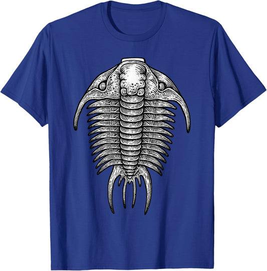 Trilobite Fossil Ancient Arthropod Dorsal View Paleontology T-Shirt - T-Shirt | Royal