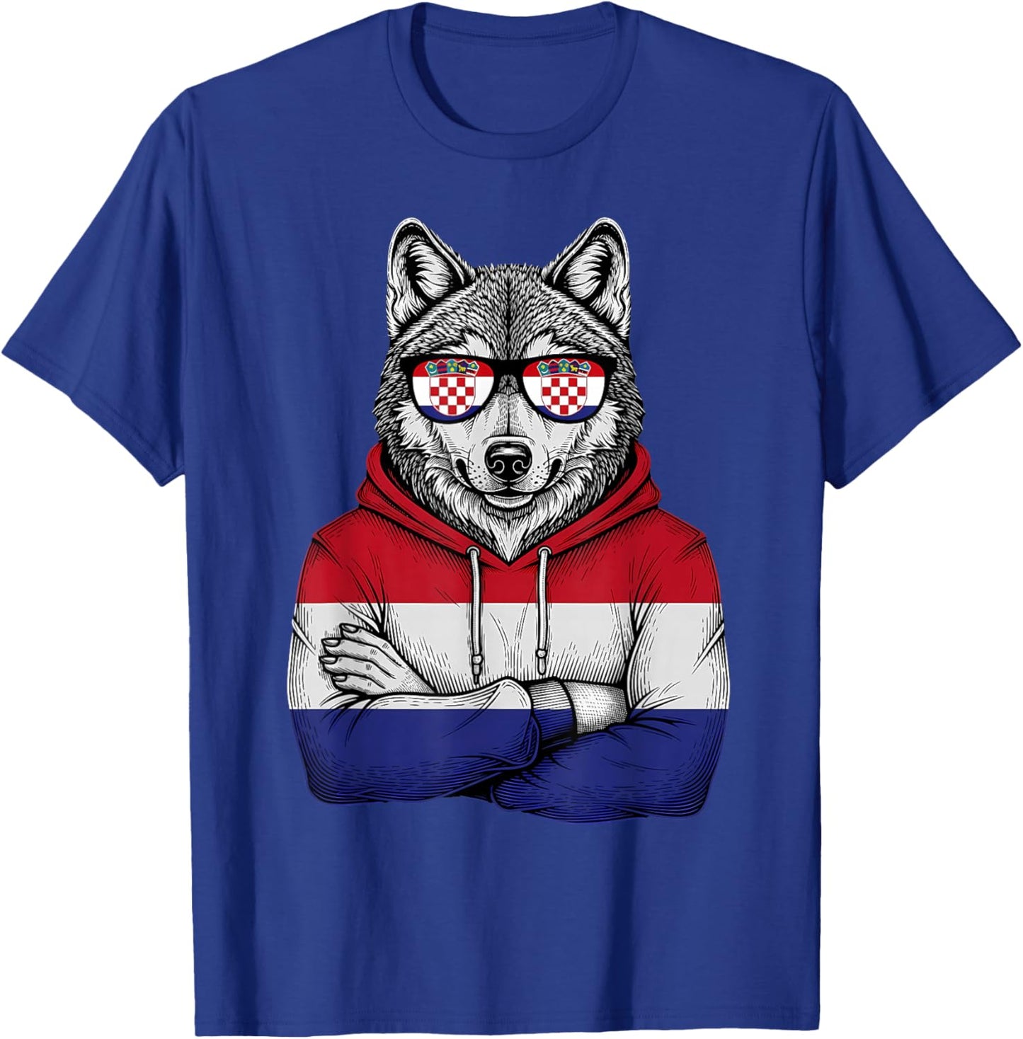 Croatia Flag Wolf Croatian Roots Hrvatska T-Shirt - T-Shirt | Royal