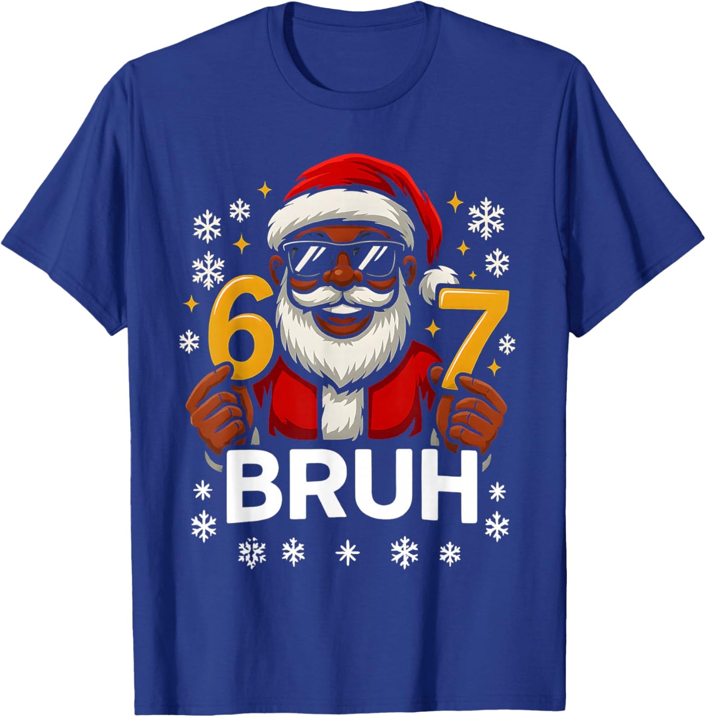 67 Bruh Christmas Santa Funny 6-7 African American Boys 6 7 T-Shirt - T-Shirt | Royal
