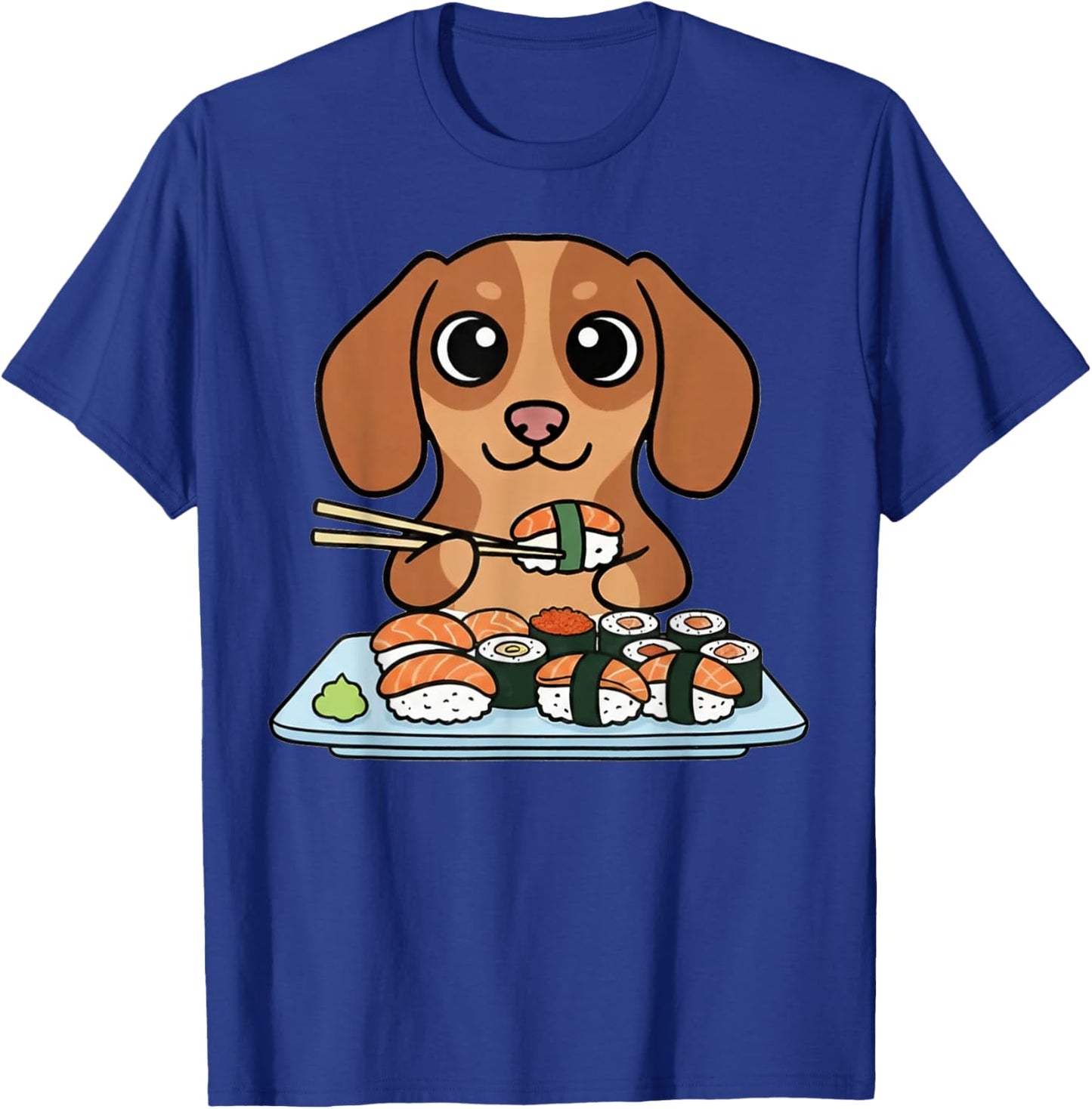 Cute Kawaii Dog Eating Sushi Japanese T-Shirt - T-Shirt | Royal