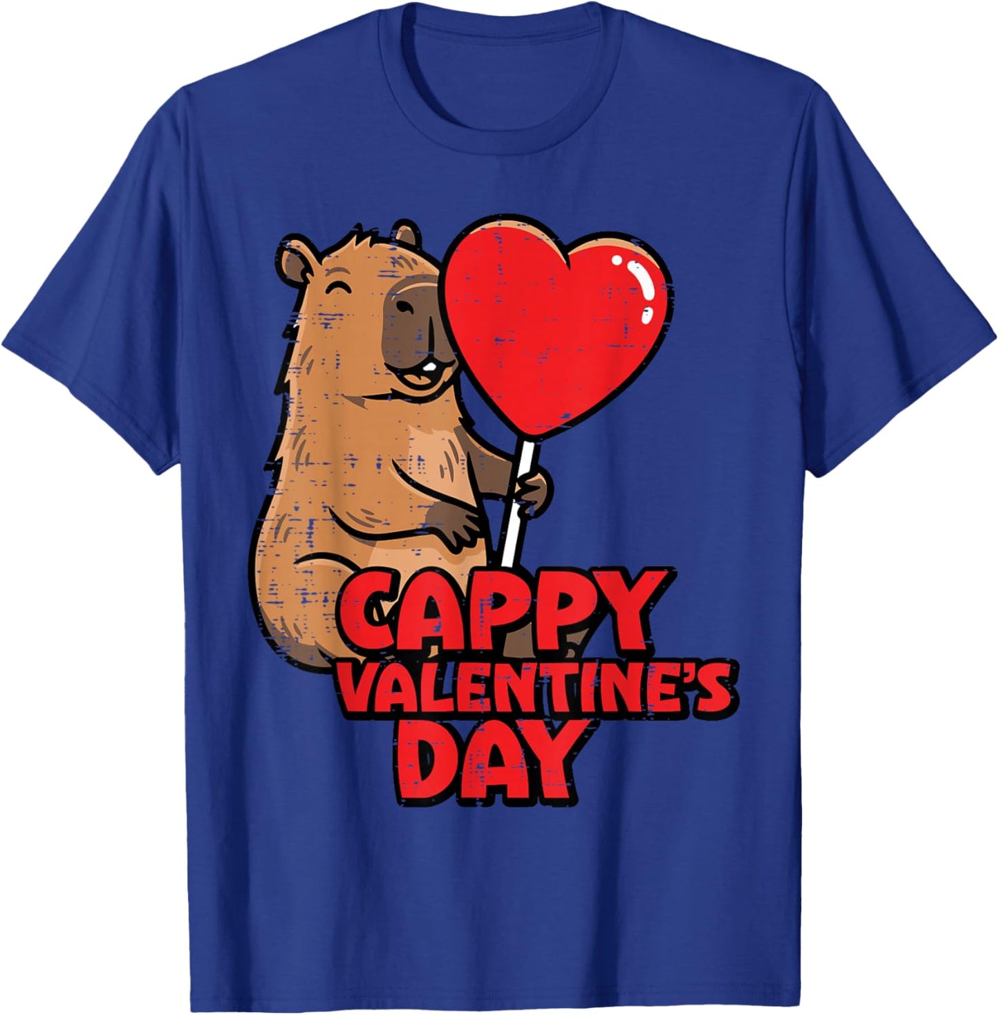 Cappy Valentines Day Capybara Cute Rodent Women Men Kids T-Shirt - T-Shirt | Royal