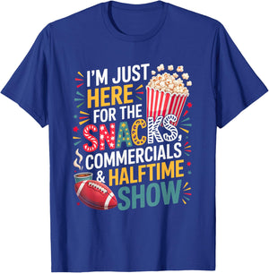 I'm Here for Snacks Commercials and Halftime Funny Football T-Shirt - T-Shirt | Royal