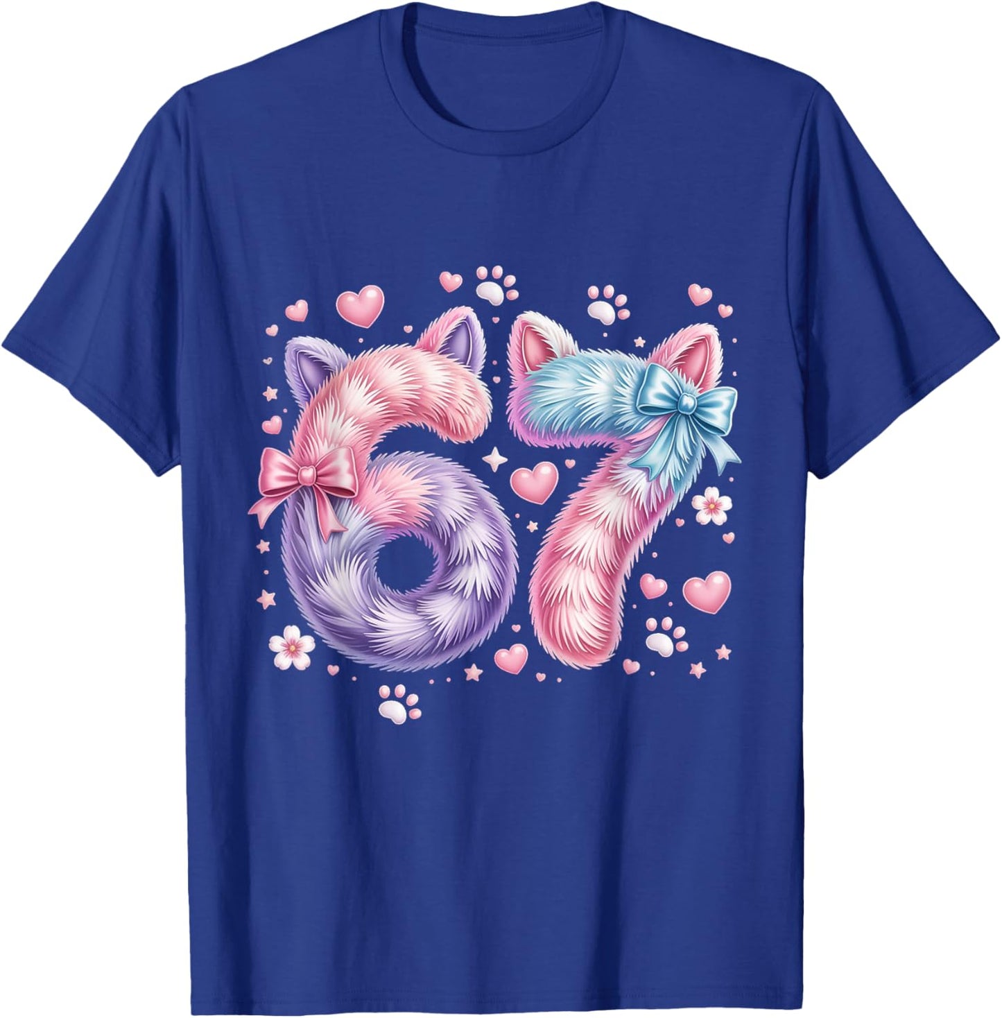 67 Six Seven Cat Shirt Kids Girls Boys Cat 6 7 Cat Six Seven T-Shirt - T-Shirt | Royal