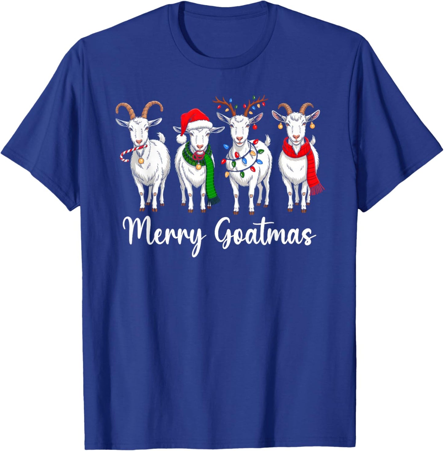 Merry Goatmas Santa Xmas Farm Animal Farmer Goat Christmas T-Shirt - T-Shirt | Royal
