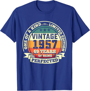 69th Birthday Gift 69 Years of Being Perfected 69 Yrs Old T-Shirt - T-Shirt | Royal