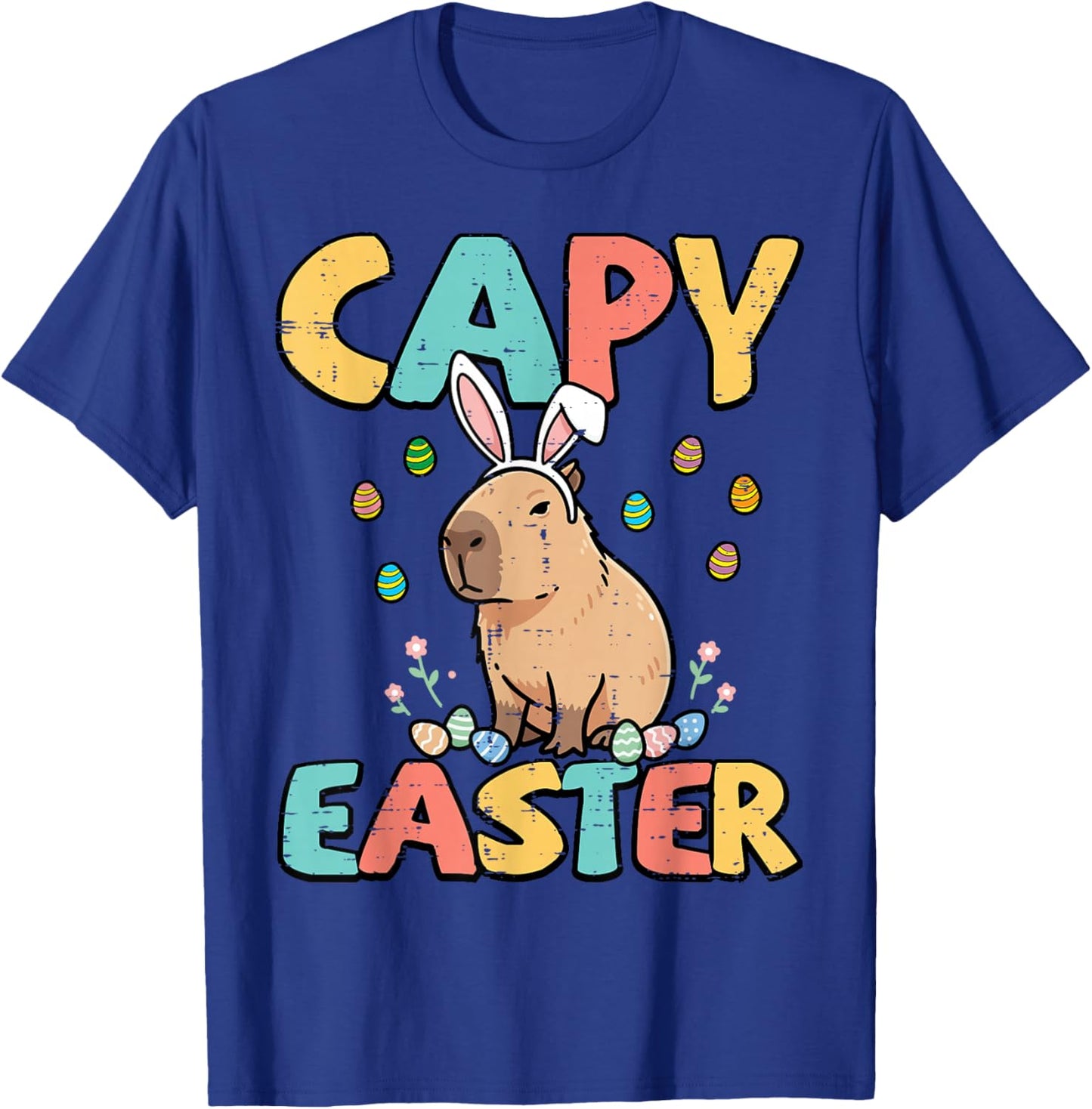 Capy Easter Capybara Bunny Ears Cute Rodent Women Girls Kids T-Shirt - T-Shirt | Royal