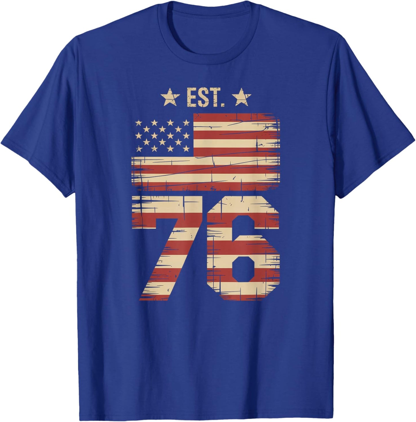 4th of July 6 7 USA Flag Patriotic Independence 76 T-Shirt - T-Shirt | Royal