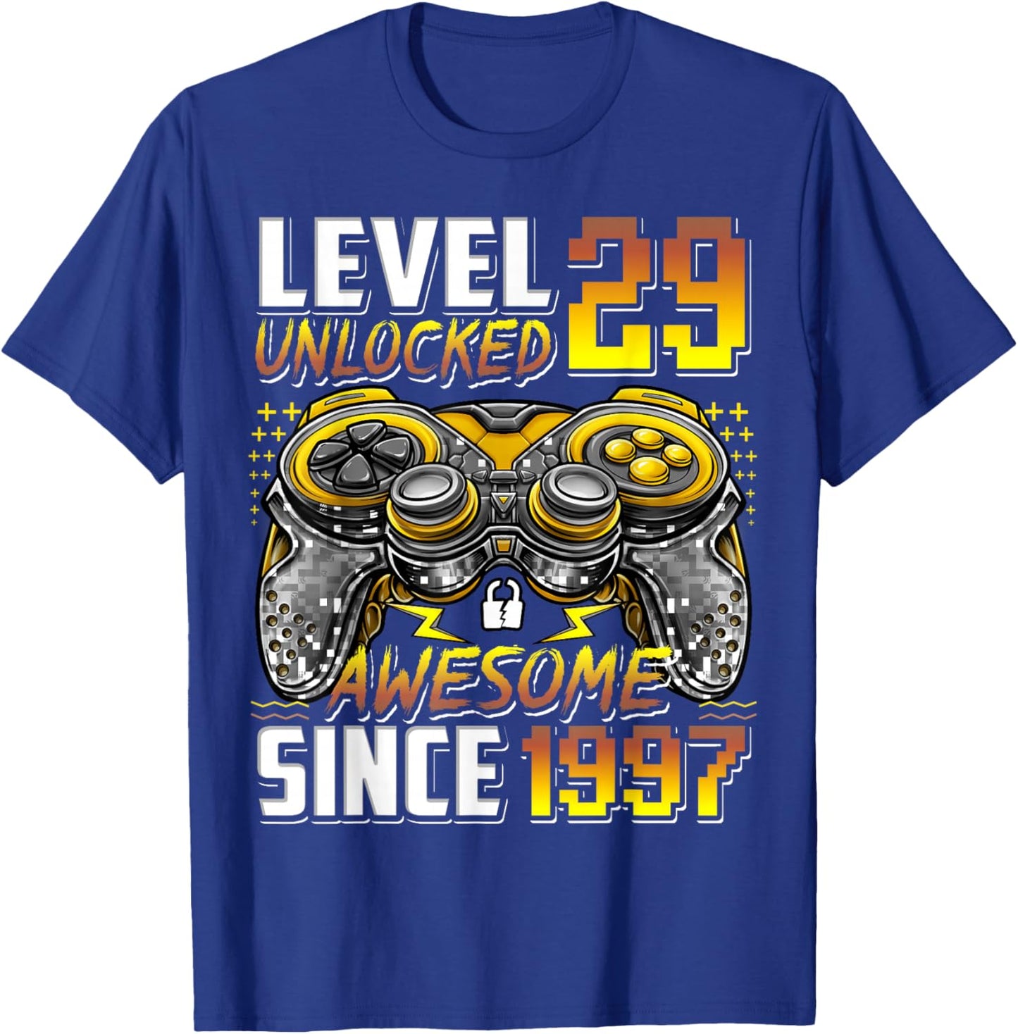 Level 29 Unlocked Awesome Since 1997 29th Birthday Gaming T-Shirt - T-Shirt | Royal