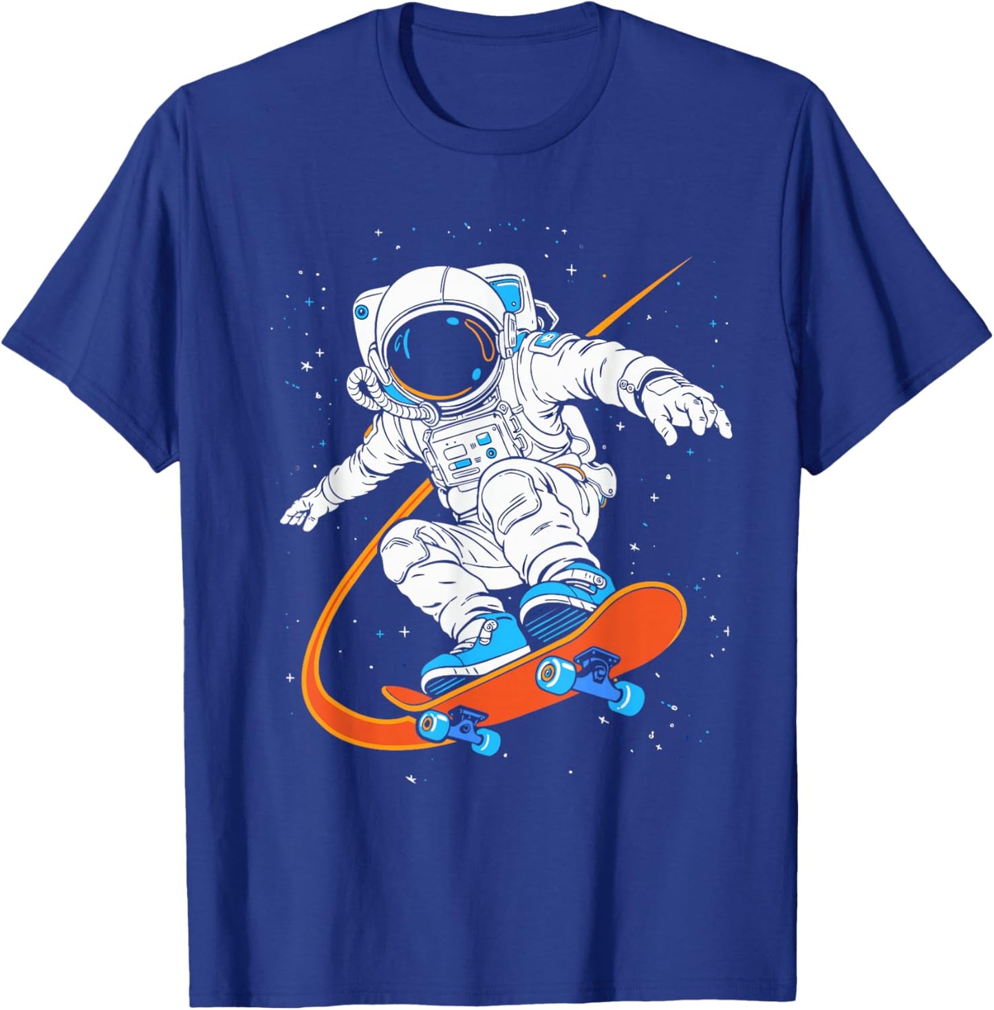Space Astronaut Skateboarding Solar Systems Boys T-Shirt - T-Shirt | Royal