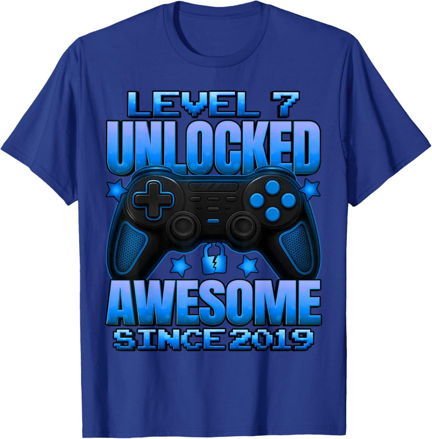 Level 7 Unlocked 7 Year Old Gifts for Boys 7th Birthday Boy T-Shirt - T-Shirt | Royal