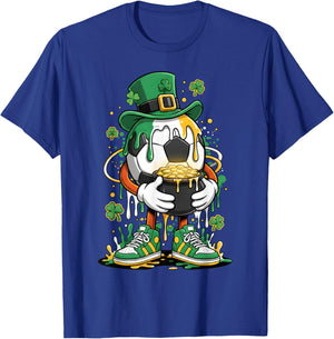 St Patrick Day Lucky Soccer Irish Shamrock Sport Drip T-Shirt - T-Shirt | Royal