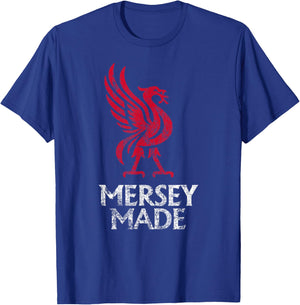 Mersey Made Liverpool England Liver Bird Distressed Print T-Shirt - T-Shirt | Royal