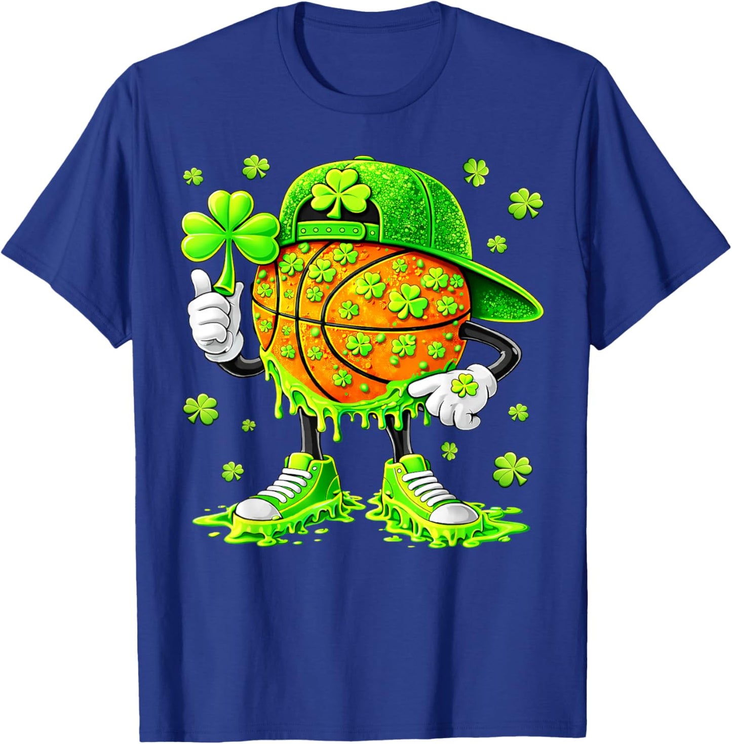 Funny Basketball Shamrock Irish St Patricks Men Boy T-Shirt - T-Shirt | Royal