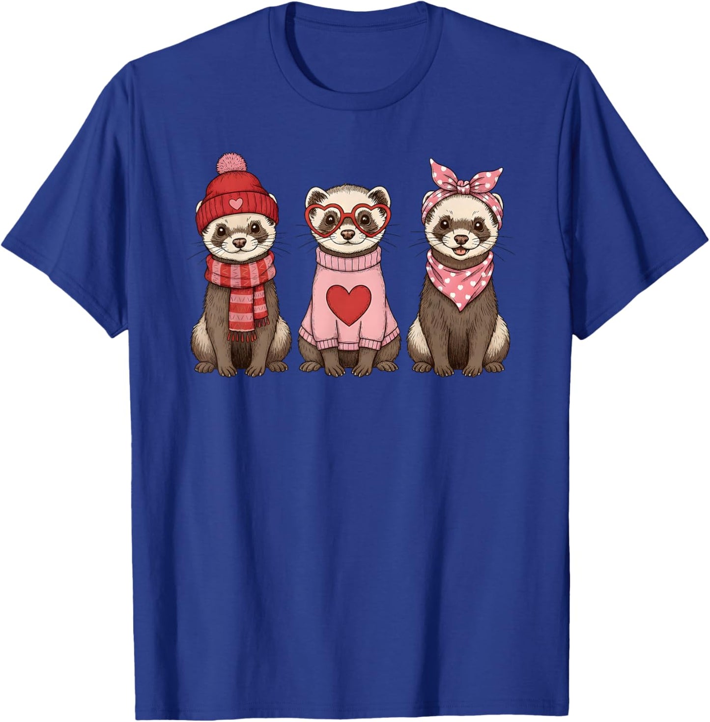 Retro Ferret Cute Valentine T-Shirt - T-Shirt | Royal