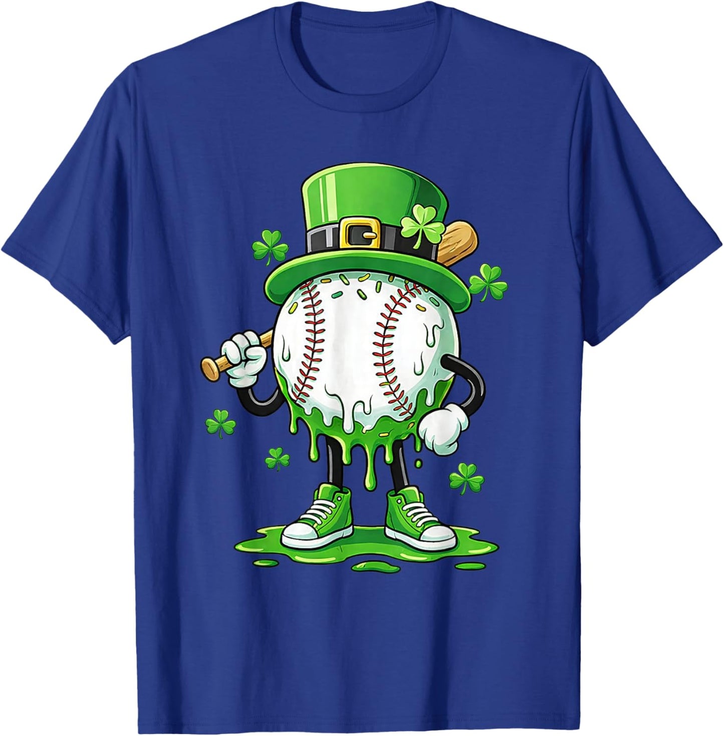 Baseball Green Drip Ice Cream Youth Boy St Patricks Day T-Shirt - T-Shirt | Royal