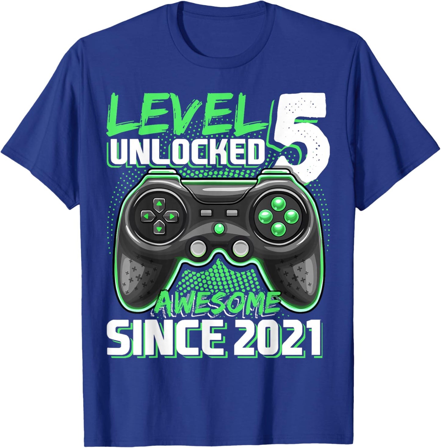 Level 5 Unlocked Birthday Boy Gamer 5 Year Video Game 2021 T-Shirt - T-Shirt | Royal