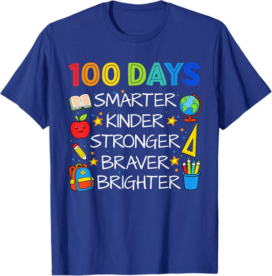 Happy 100 Days of School Boys Girls Kids 100th Day of School T-Shirt - T-Shirt | Royal