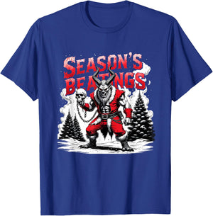Season’s Beatings Krampus Horror Christmas T-Shirt - T-Shirt | Royal
