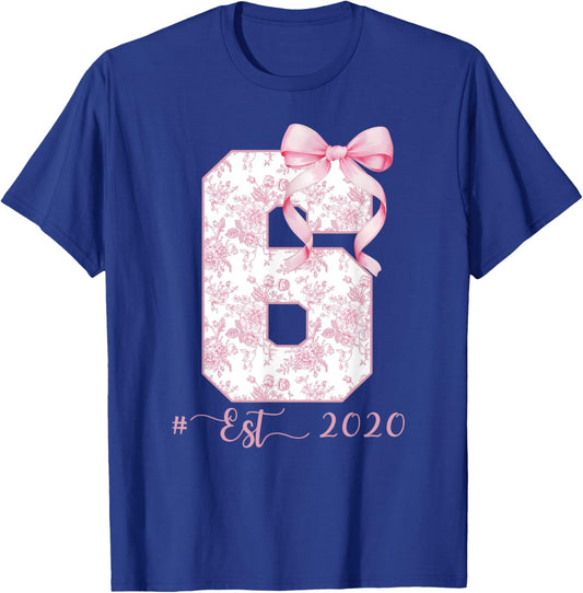 Kids 6th Birthday Girl Coquette Bow Funny for Girls Preppy T-Shirt - T-Shirt | Royal