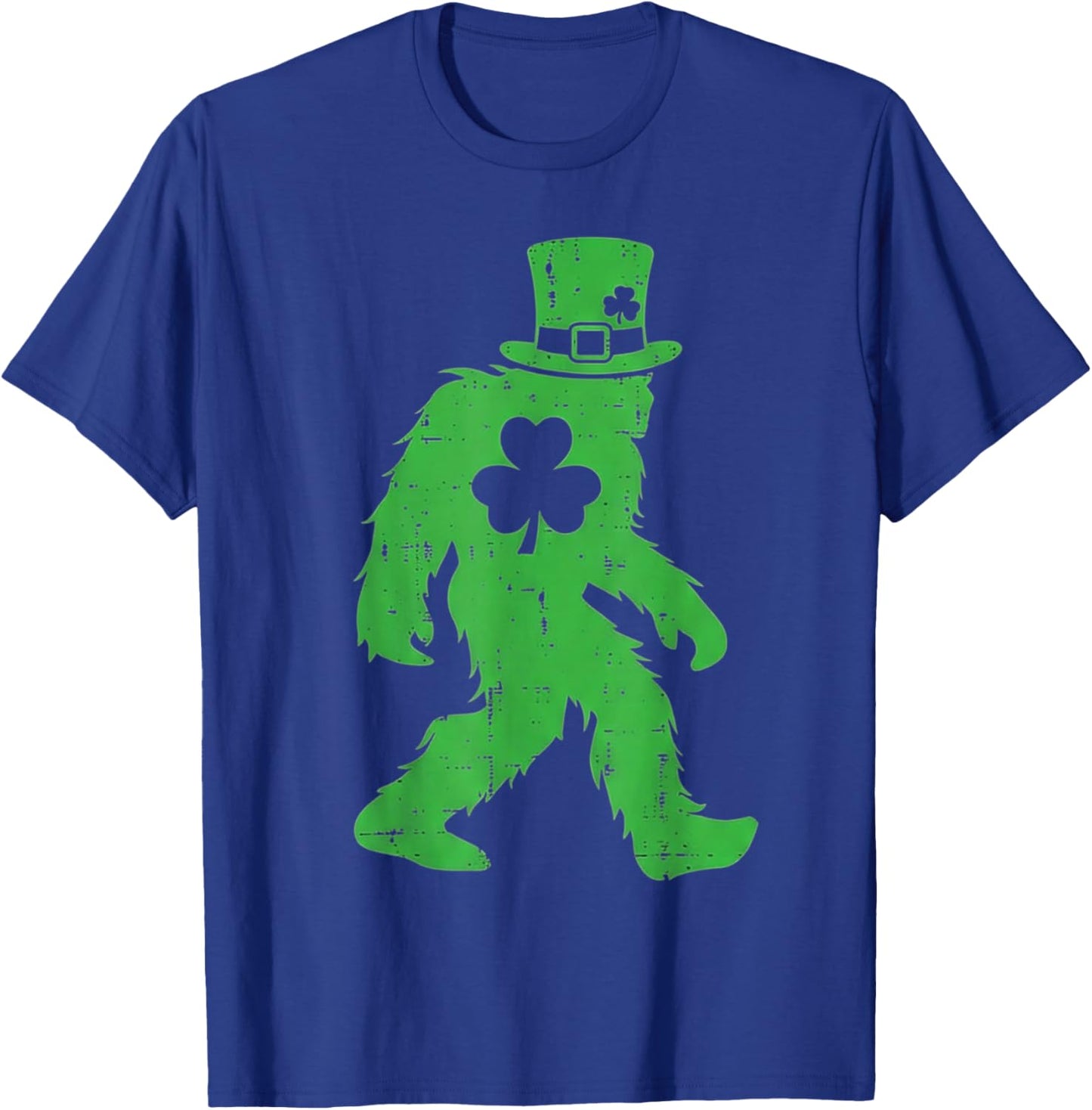 St Patricks Day Bigfoot Sasquatch Shamrock Men Women Kids T-Shirt - T-Shirt | Royal