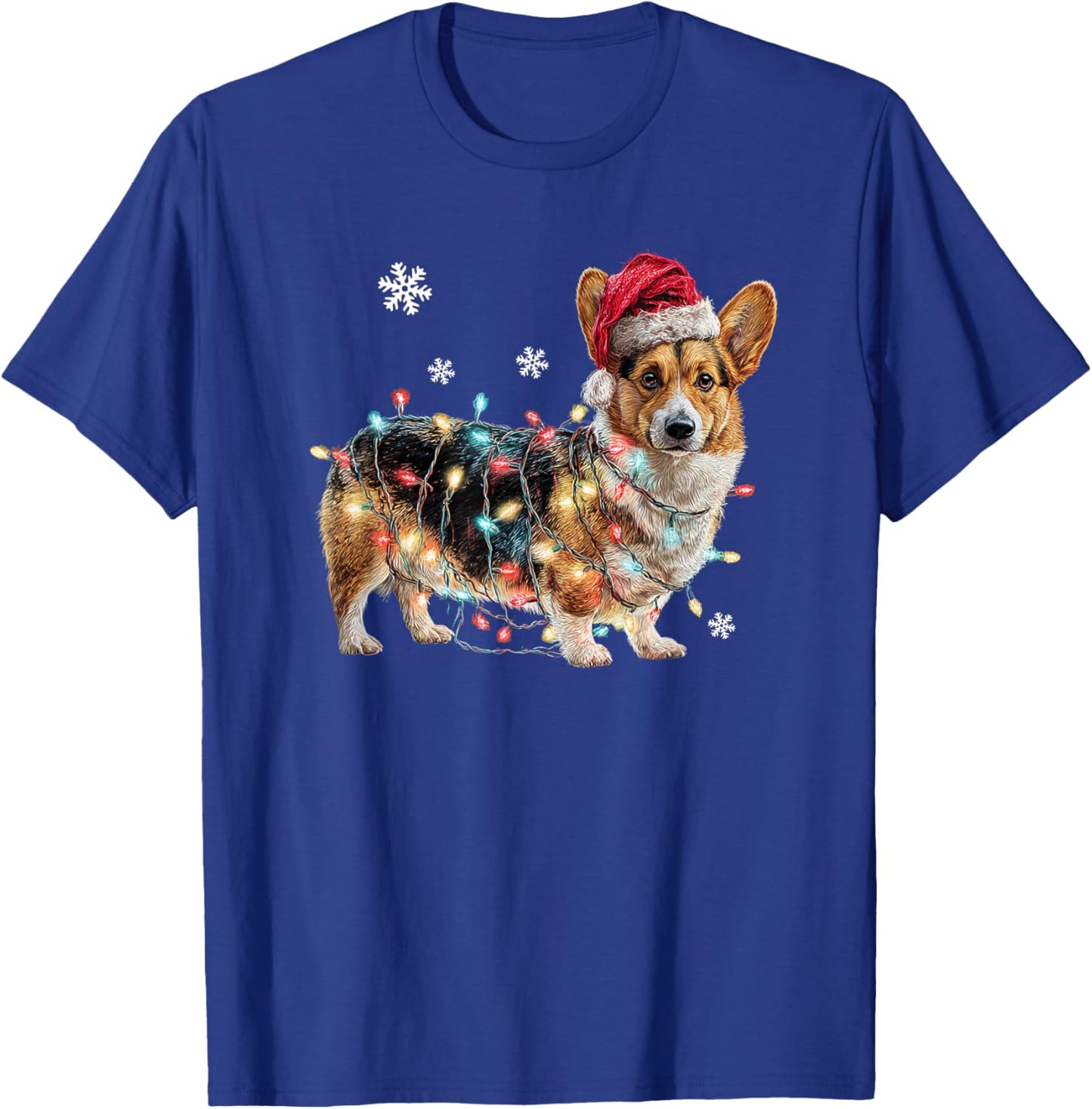 Funny Corgi Dog Santa Merry Christmas Lights T-Shirt - T-Shirt | Royal