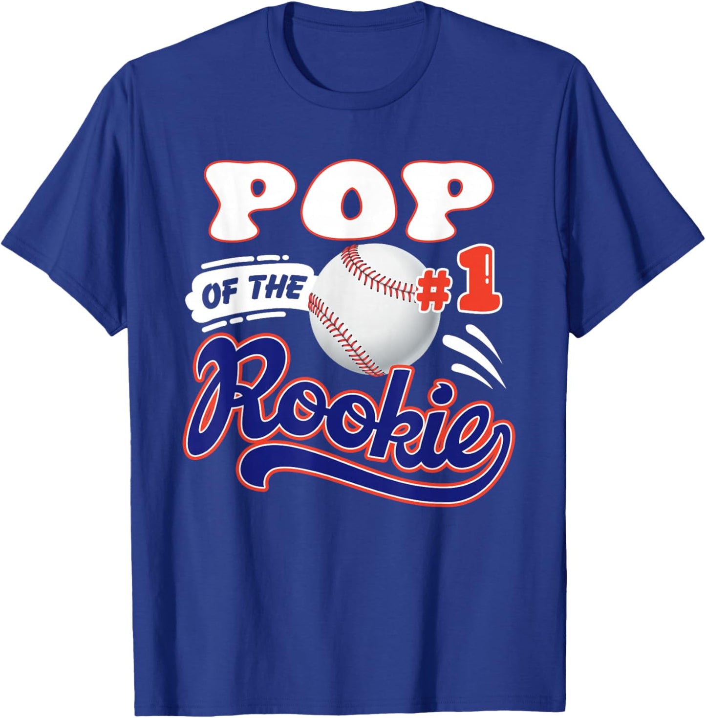 Pop Rookie of Year 1st Birthday Baseball Theme Matching T-Shirt - T-Shirt | Royal