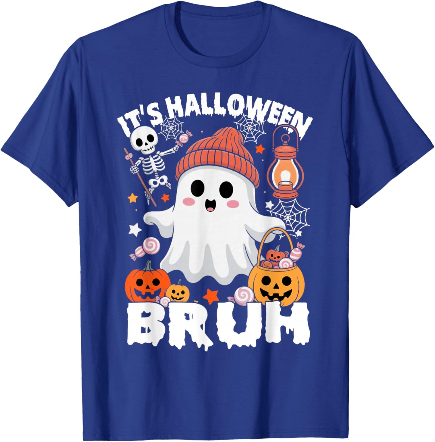Its Halloween Bruh Boo Ghost Pumpkin Costume Boys Girls Kids T-Shirt - T-Shirt | Royal