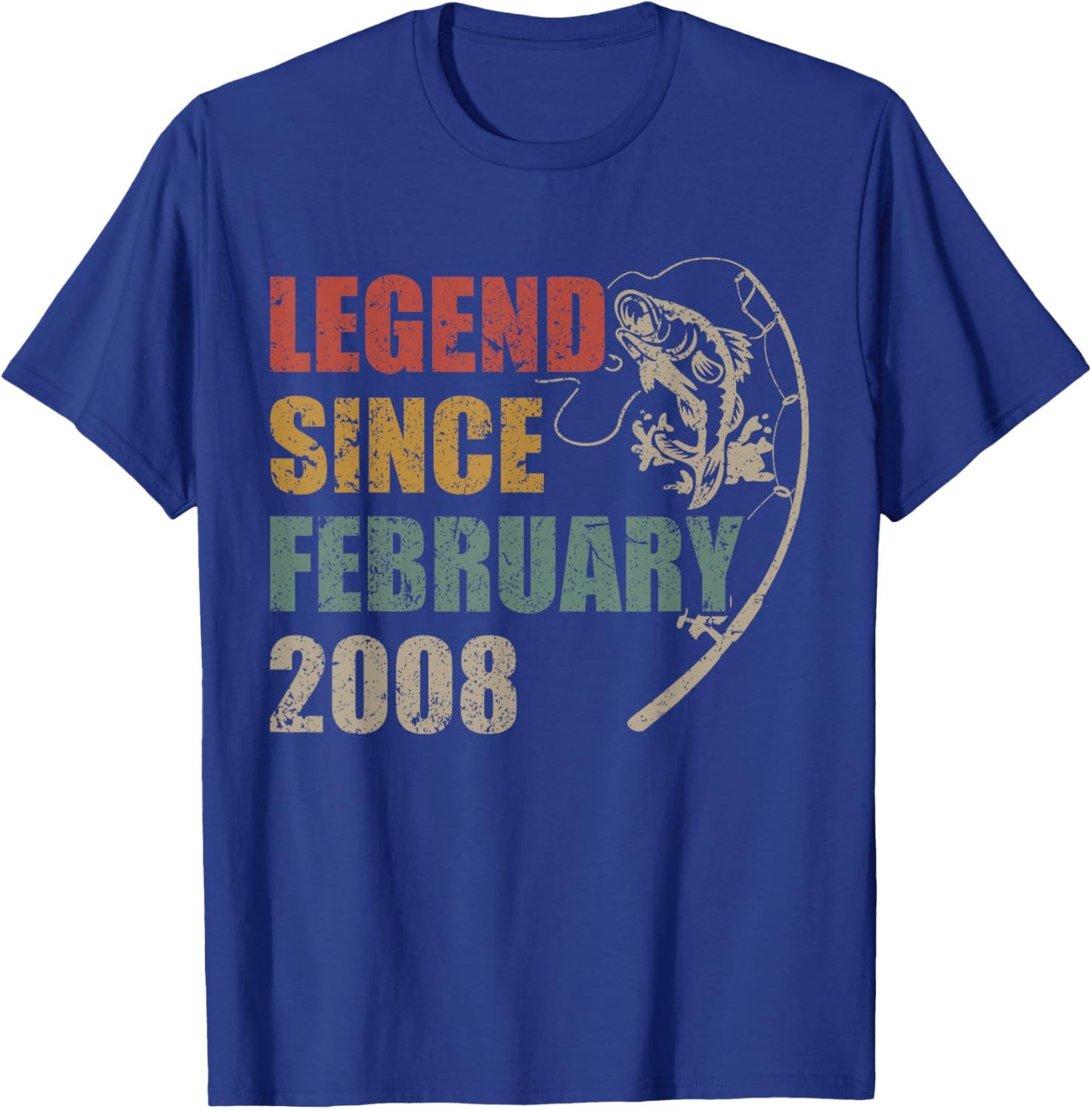 Legend Since February 2008 Fishing 18th Birthday Fisherman T-Shirt - T-Shirt | Royal