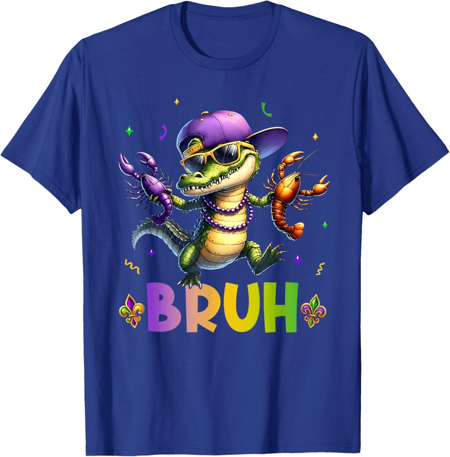 Mardigator Alligator Bruh Mardi Gras Costume Teens Boys Kids T-Shirt - T-Shirt | Royal