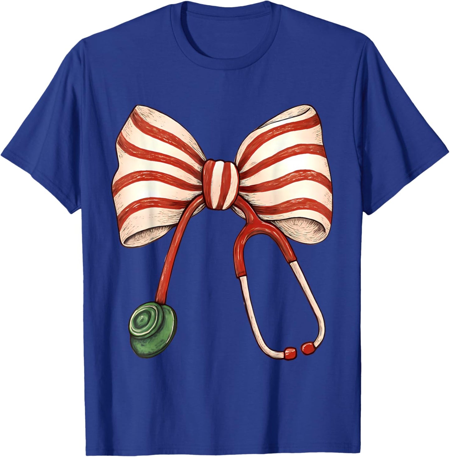 Funny Candy Cane Stethoscope NICU Nurse Crew Squad Group T-Shirt - T-Shirt | Royal