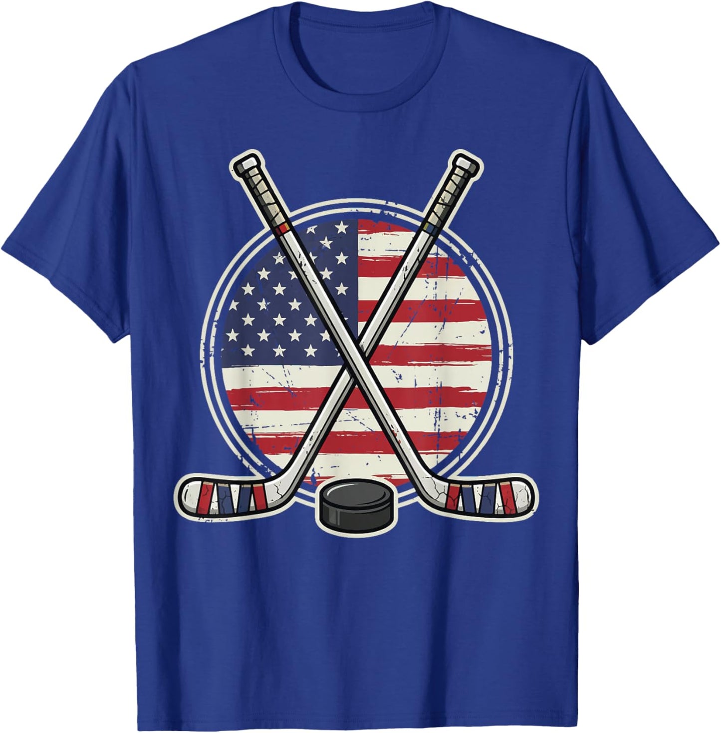 Ice Hockey USA Flag T-Shirt - T-Shirt | Royal