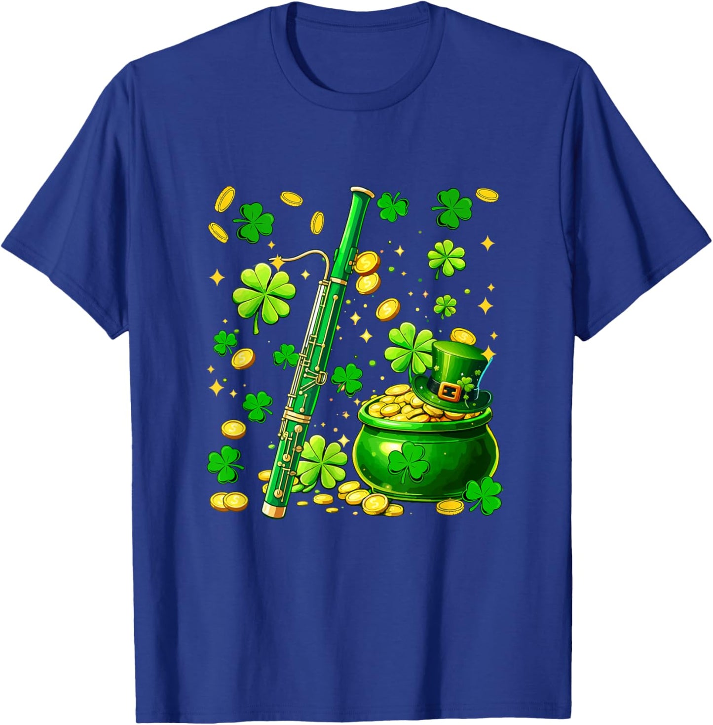 Bassoon Instrumentalist St. Patrick's Day Shamrocks Coins T-Shirt - T-Shirt | Royal